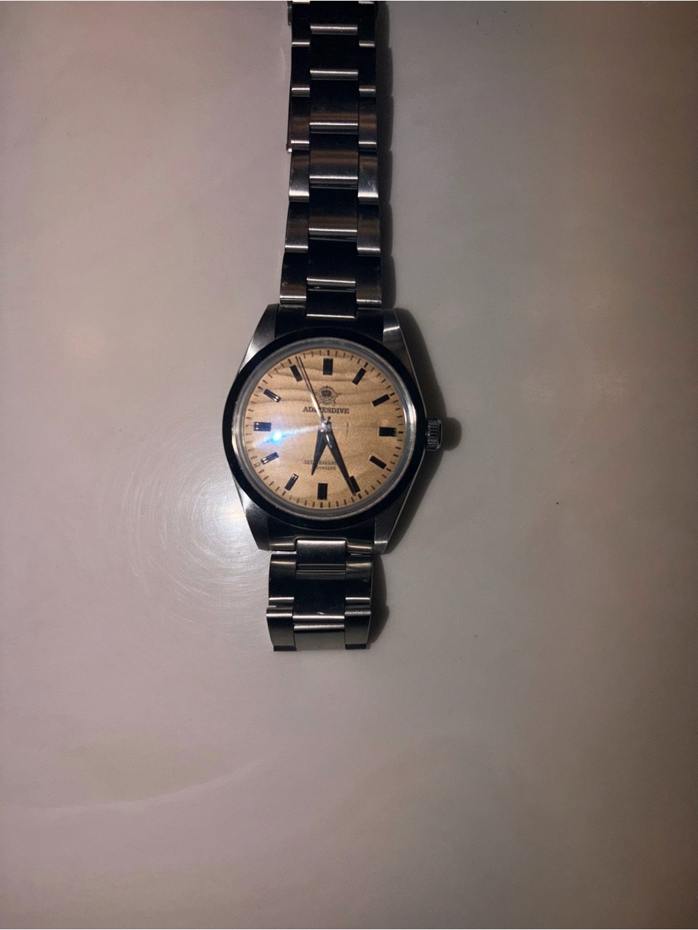 Men’s Stainless Steel Watch with Cream Dial and Bracelet